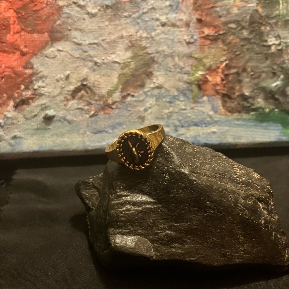 Gold Ring with Black Stone
